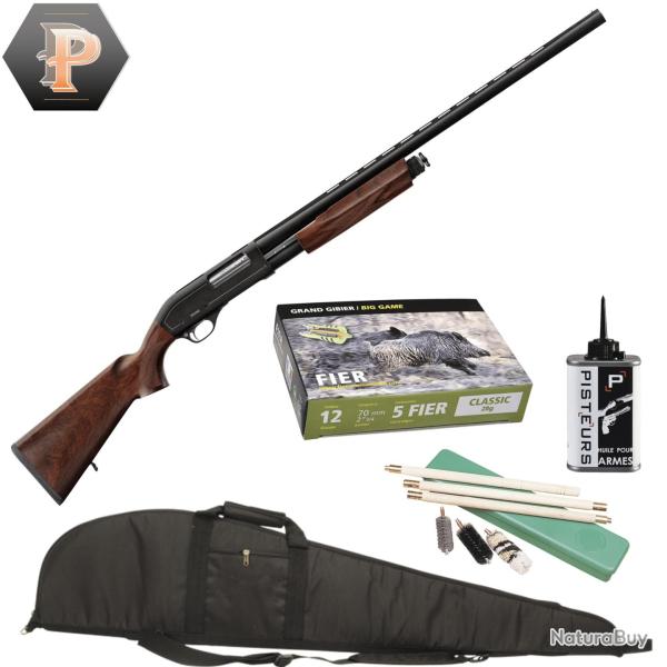 Pack chasseur ! Fusil de chasse � pompe Yildiz S71 Cal 12/76 + mun + fourreau + nettoyage