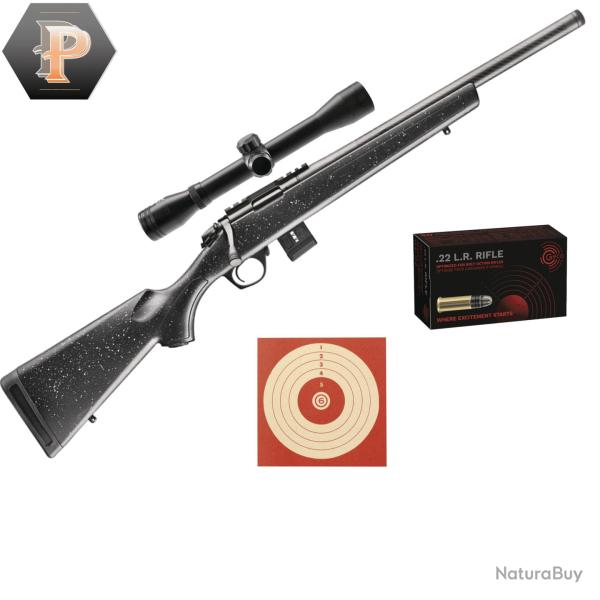 Pack Tireur Carabine Bergara BMR carbon synth�tique cal. 22LR + Lunette 4x32 +50 Munitions +10 Cible