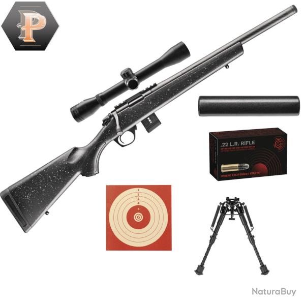 Pack Tireur Carabine Bergara BMR carbon synth�tique cal. 22LR + Lunette 6-24X42 + Mod�rateur + Bipie