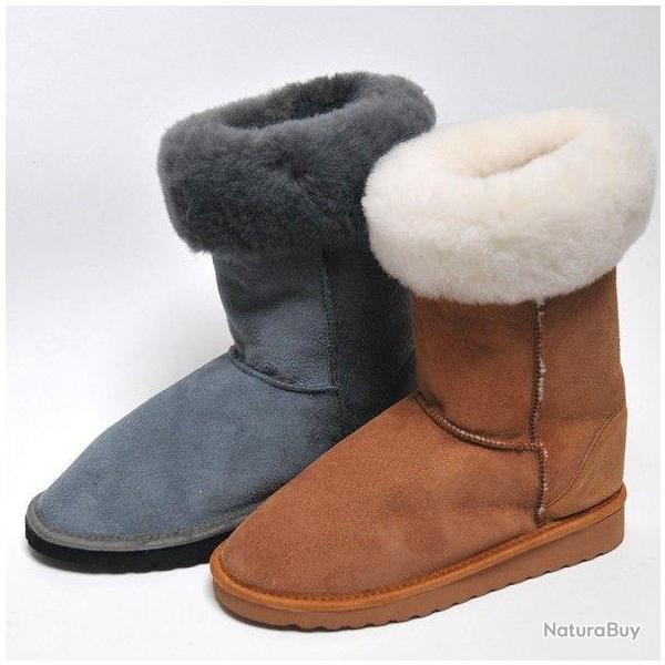 Bottes femme en peau d'agneau v�ritable 39 moka