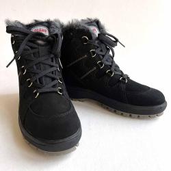 Boots femme neige grands froids en cuir su&egrave;de hydrofuge Olang Venus noir