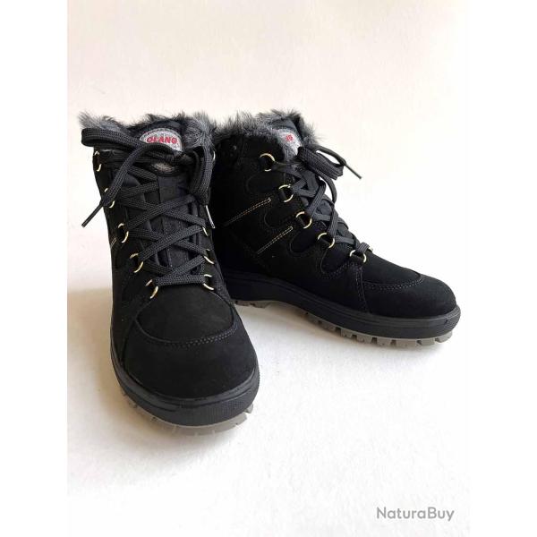 Boots femme neige grands froids en cuir su�de hydrofuge Olang Venus noir