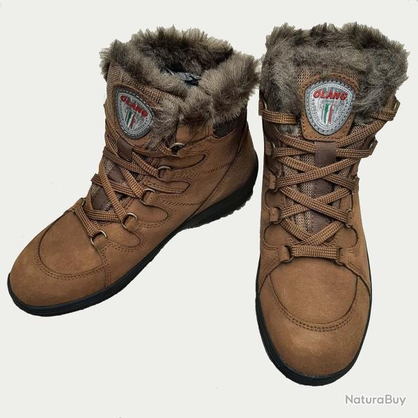 Boots femme neige grands froids en cuir su�de hydrofuge Olang Venus 38 moka