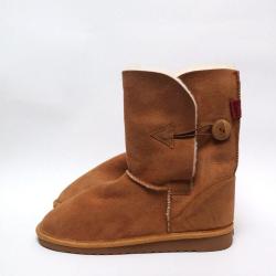 Bottes femme en peau d agneau v&eacute;ritable Classic Button moka