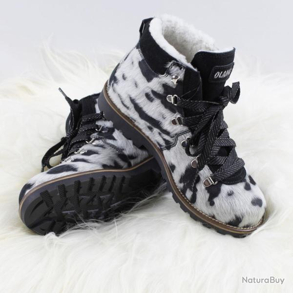 Bottines chaudes et luxueuses femme en peau vache fourr�es mouton v�ritable Olang Lima II 38 ray� no