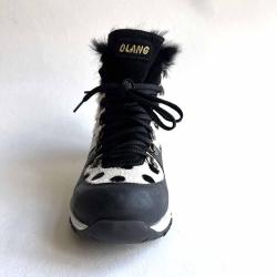 Sneakers d'hiver en peau cuir et daim de luxe &agrave; motifs pois pour femme - Olang BAMBOO 38 noir 38