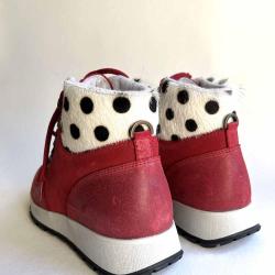Sneakers d'hiver en peau cuir et daim de luxe &agrave; motifs pois pour femme - Olang BAMBOO 38 38 noir &agrave; p