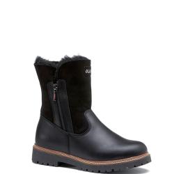 Bottes d hiver femme en cuir hydrofuge fourr&eacute;es agneau Olang DEBORA noir