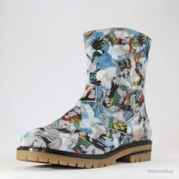 Bottes d'hiver femme en cuir hydrofuge fourr�es agneau - Olang PERU 38 et 41 41 bleu turquoise semel