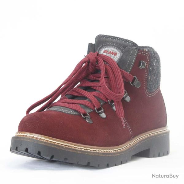 Bottes chaudes femme cuir su�de et col en tweed - Olang Merano 38 bordeaux prune semelle laine -30
