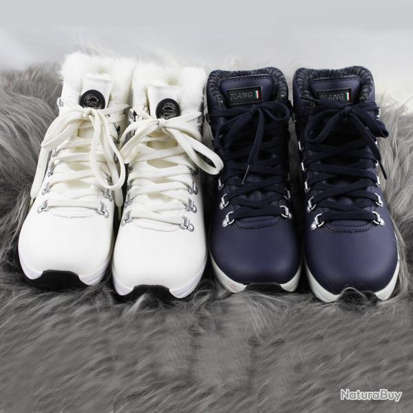 Baskets chaudes pour femme en cuir MARINE OU BLANC 38 bleu marine navy 38