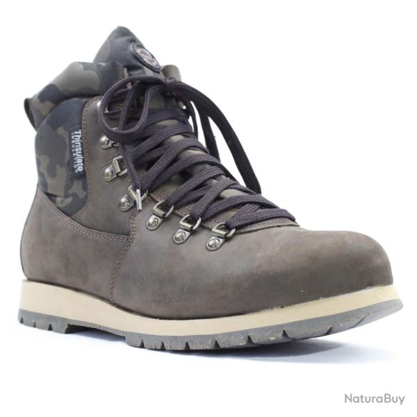 Baskets chaudes montantes pour homme en cuir marron et empi�cements motif militaire 42 42 marron fon