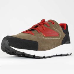 Baskets basses pour homme en cuir naturel avec empi&egrave;cements en tissu noir 42 42 marron