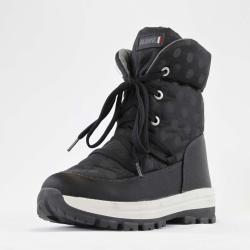 Bottes chaudes d'hiver femme en cuir hydro et tissu technique noir &agrave; pois 39 39 noir &agrave; pois noirs