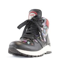 Bottillons pour Femme en cuir hydro noir et tige fleurie color&eacute;e 38 38 multicolore 1