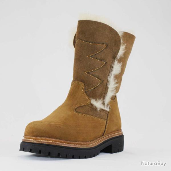 Bottes d'hiver en cuir hydrofuge fourr� laine pour femme - Olang NEVE 38 38 moka