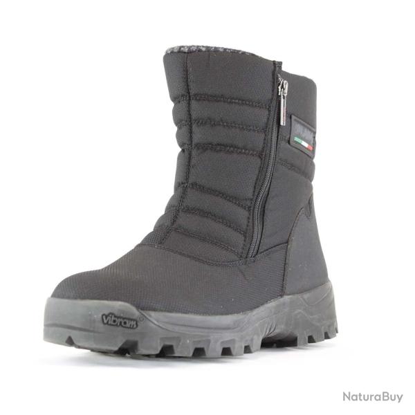 Chaussures d'hiver pour homme en polyester avec rembourrage matelass� noir et int�rieur en laine noi