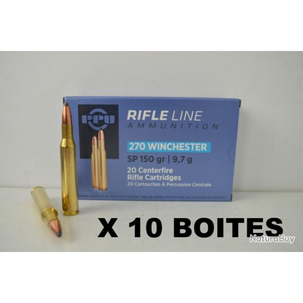 10 Boites de Balles Partizan Calibre 270 Winchester 150gr SP