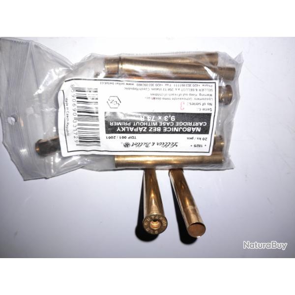 Douilles non amorc�es Sellier & Bellot - boite de 20 pi�ces - cal 9.3X74 R