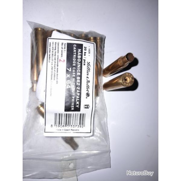 Douilles non amorc�es Sellier & Bellot - boite de 20 pi�ces - cal 7X64