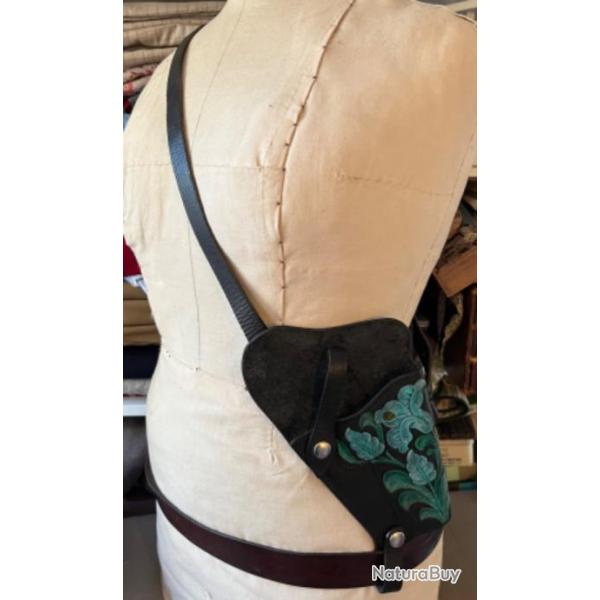 Holster d �paule western en cuir repouss� pour automatique genre colt 1911