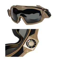 Masque tactique avec ventilateur et deux &eacute;crans- Tan - GFT