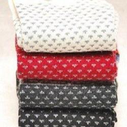 Chaussettes Homme laine merinos fines motif jacquard nordique rouge 43/45