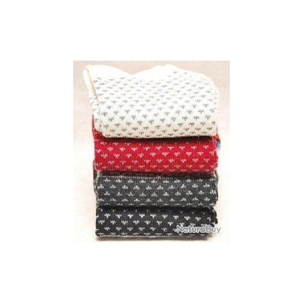 Chaussettes Homme laine merinos fines motif jacquard nordique rouge 43/45