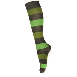 Chaussettes hautes ray&eacute;es coton femme 34/36 ray&eacute; vert / kaki