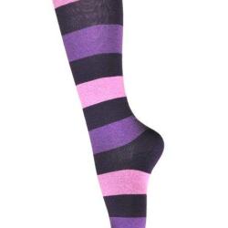 Chaussettes hautes ray&eacute;es coton femme 34/36 ray&eacute; violet mauve violetF