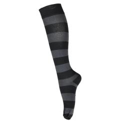Chaussettes hautes ray&eacute;es coton femme 40/42 ray&eacute; noir gris
