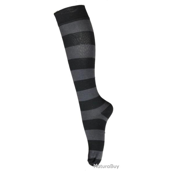 Chaussettes hautes ray�es coton femme 40/42 ray� noir gris