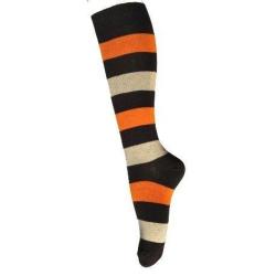 Chaussettes hautes ray&eacute;es coton femme 34/36 ray&eacute; marron orange