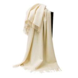Plaid luxueux pure laine Baby ALPAGA uni blanc &eacute;cru