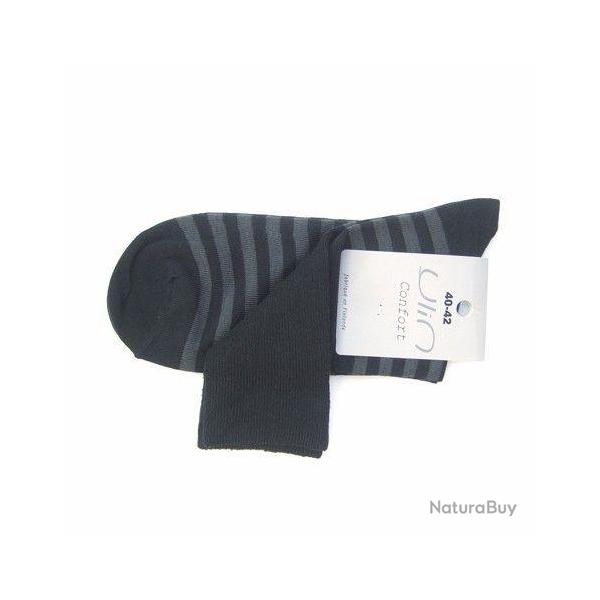 Chaussettes femme non comprimantes coton ray� 37/39 ray� noir gris