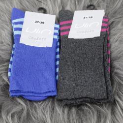Chaussettes femme non comprimantes coton ray&eacute; 37/39 ray&eacute; bleu