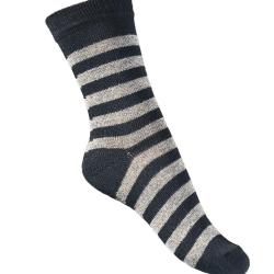 Offre d&egrave;s 2 paires de chaussettes ray&eacute;es coton d'Egypte Femme 37/39 ray&eacute; noir gris