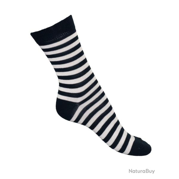 Offre d�s 2 paires de chaussettes ray�es coton d'Egypte Femme 37/39 ray� noir&blanc