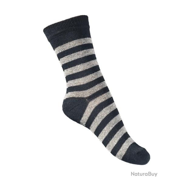 Offre d�s 2 paires de chaussettes ray�es coton d'Egypte Femme 40/42 ray� noir gris