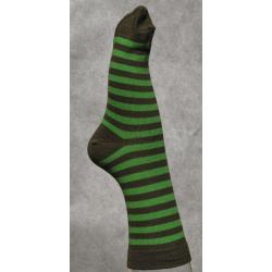 Offre d&egrave;s 2 paires de chaussettes ray&eacute;es coton d'Egypte Femme 34/36 ray&eacute; vert / kaki