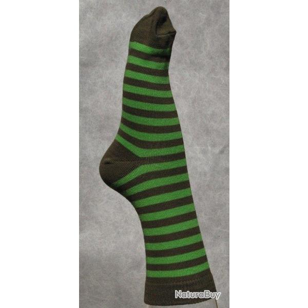 Offre d�s 2 paires de chaussettes ray�es coton d'Egypte Femme 34/36 ray� vert / kaki