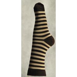 Offre d&egrave;s 2 paires de chaussettes ray&eacute;es coton d'Egypte Femme 40/42 ray&eacute; marron&beige