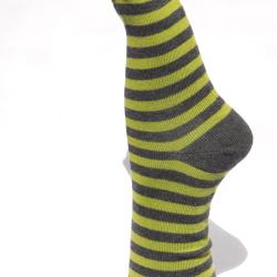 Offre d&egrave;s 2 paires de chaussettes ray&eacute;es coton d'Egypte Femme 34/36 ray&eacute; vert gris