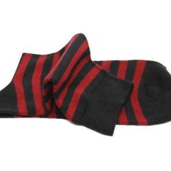 Offre d&egrave;s 2 paires de chaussettes ray&eacute;es coton d'Egypte Femme 40/42 rouge bordeaux / noir