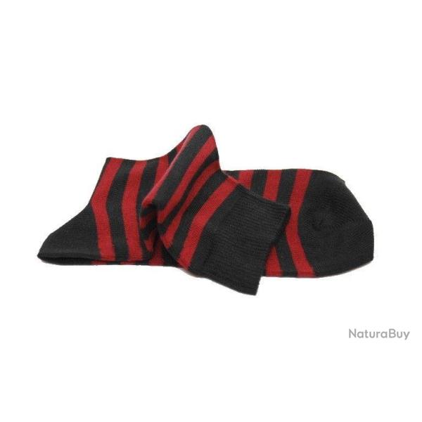 Offre d�s 3 paires de chaussettes ray�es coton d'Egypte Femme 40/42 rouge bordeaux / noir