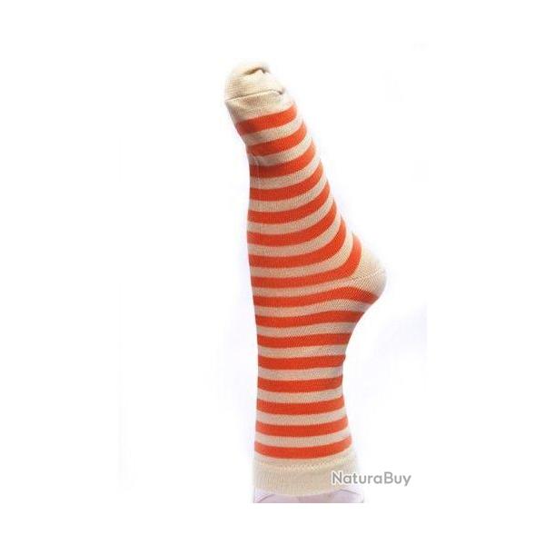 Offre d�s 2 paires de chaussettes ray�es coton d'Egypte Femme 34/36 ray� �cru orange