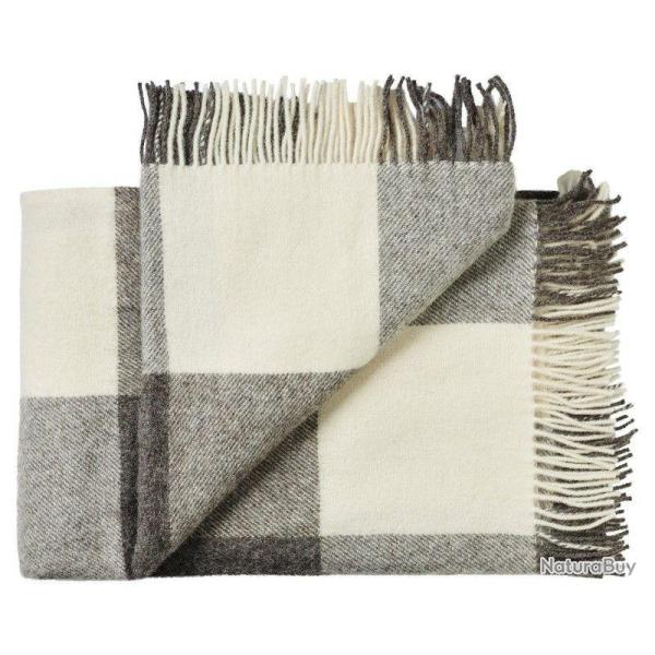 Plaid � carreaux en pure laine vierge scandinave gris chin�