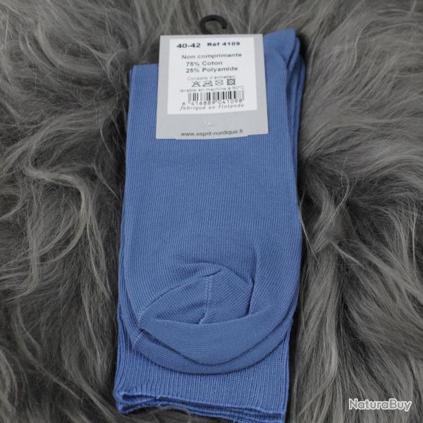 Chaussettes fines ville homme coton non comprimantes bleu 43/45