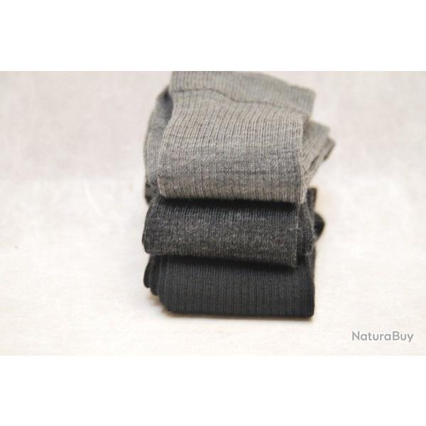 Chaussettes homme chaudes et fines 75 laine m�rinos non comprimantes noir  40/42