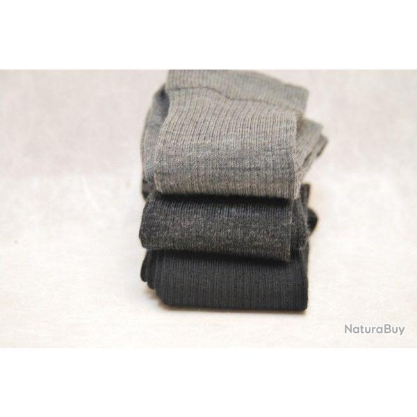 Chaussettes homme chaudes et fines 75 laine m�rinos non comprimantes noir 40/42